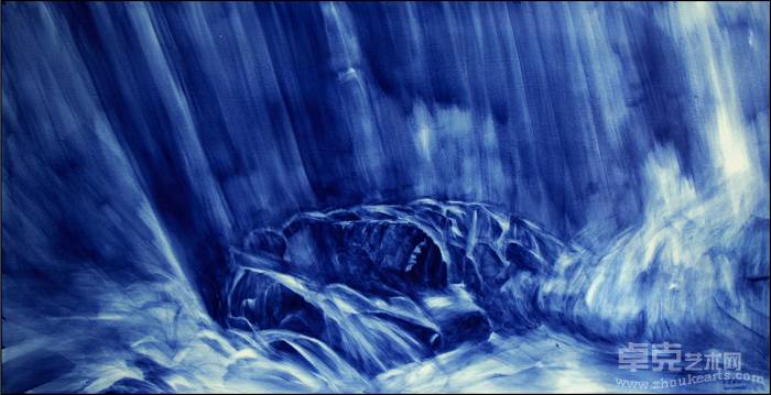 《扬之水》 112X56cm  青花瓷  2008