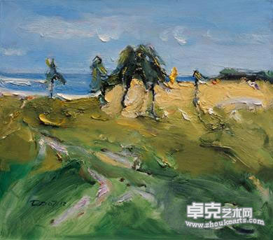 董一点 《三亚 海坡上的野菠萝》 布面油画 70×80cm 2008