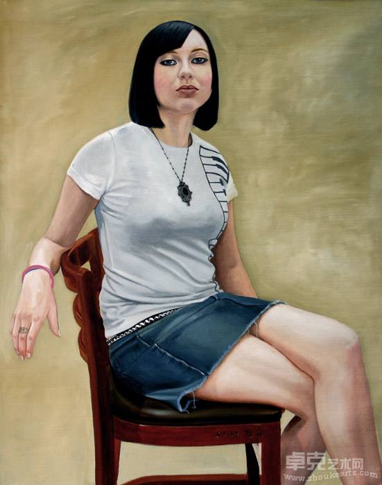 染黑发的美国女孩 油画 76x96cm 2007