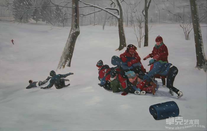 中央公园冬雪 油画 100x150cm 2007