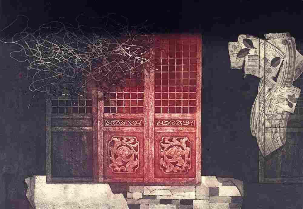 老树老藤老墙老窗，锌版，41×61cm，1998