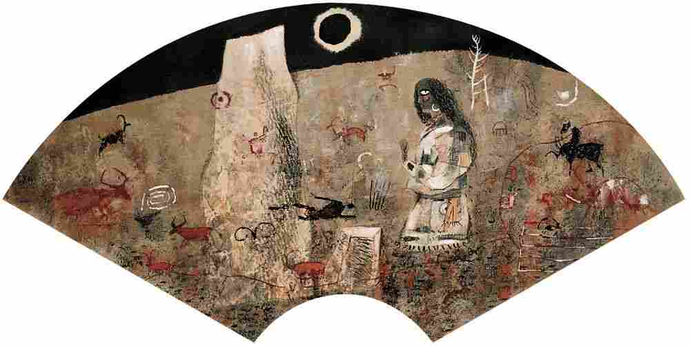张羽：圣地，42×80cm，宣纸、彩墨，1985