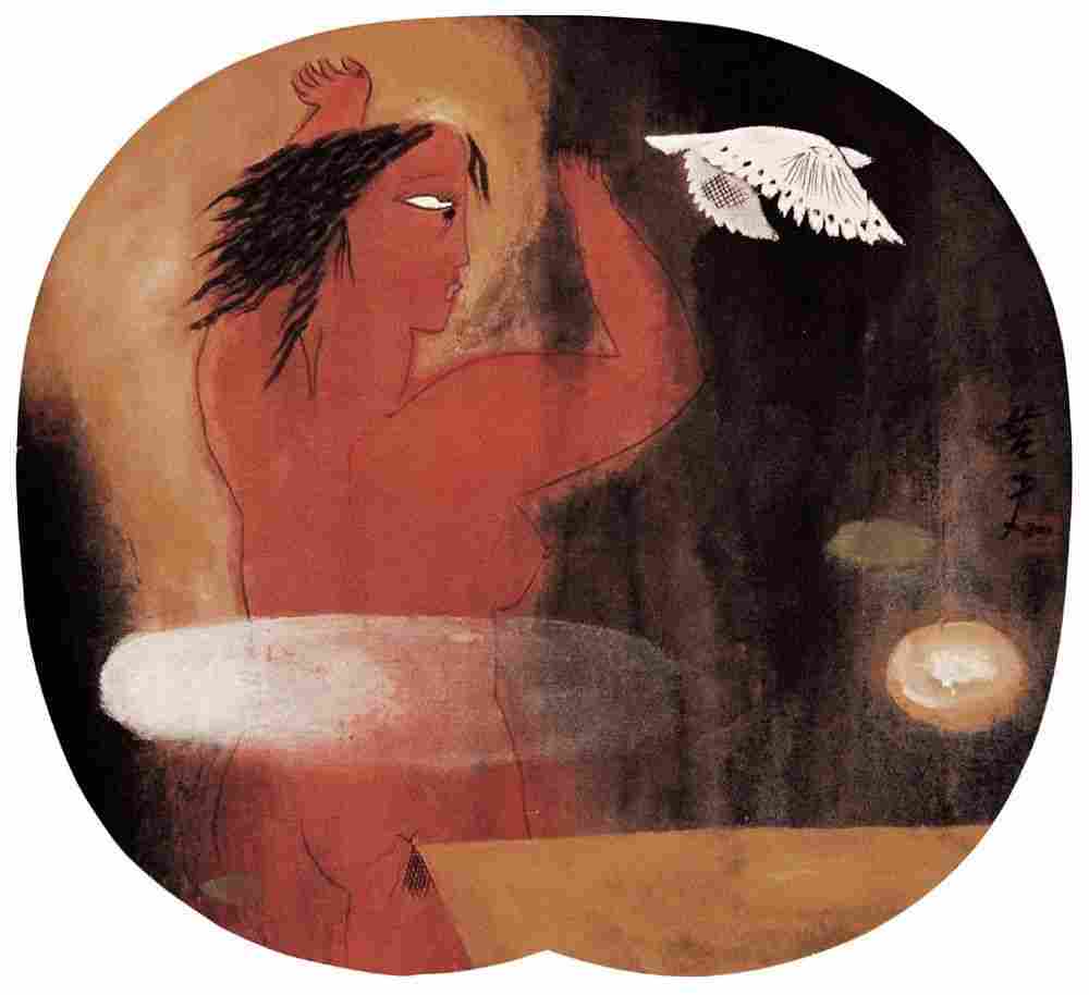 张羽：神鸟，36×40cm，宣纸、彩墨，1987