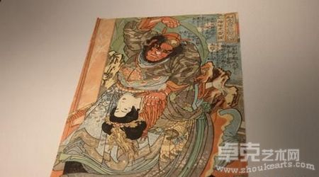 “浮世绘”产生之初受到中国文化影响，展品中的一件题材为水浒中插翅虎雷横的故事