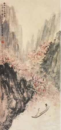 傅抱石《西风吹下红雨来》100X40cm  成交价689.44万元