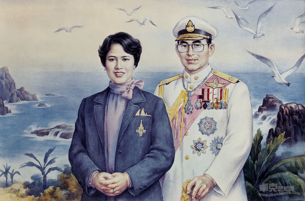国王族肖像二（1992年）50cmX70cm参加“泰国·东方美展”，有关人士收藏