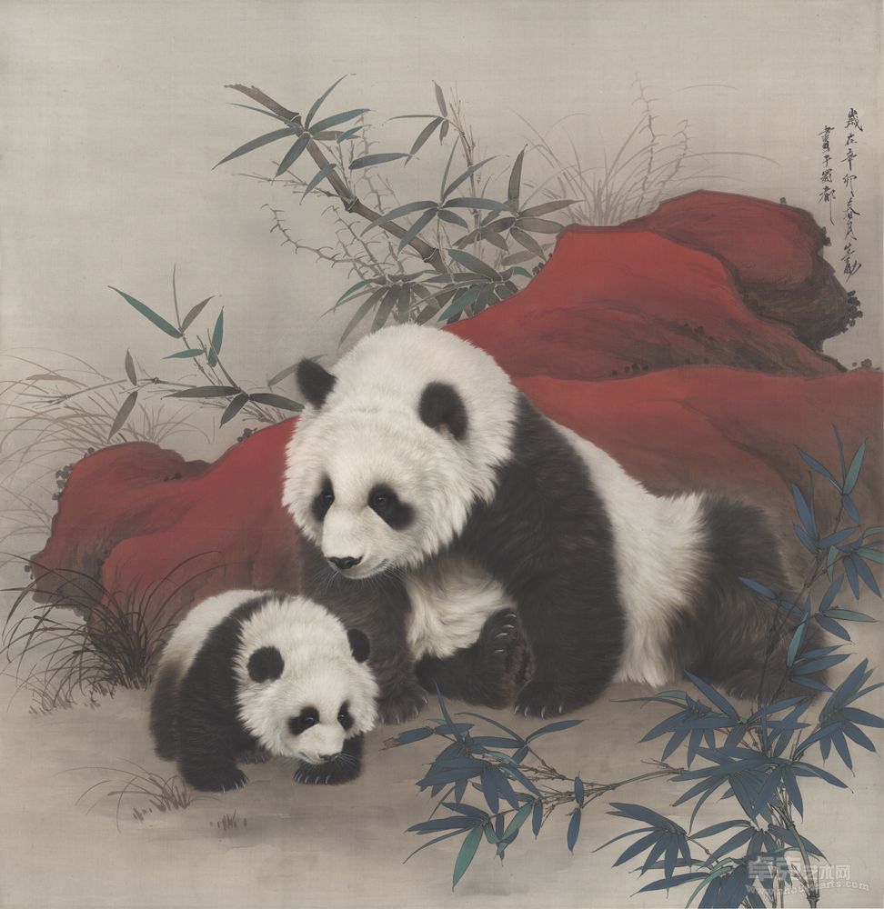 母子熊猫红石头（小图）
