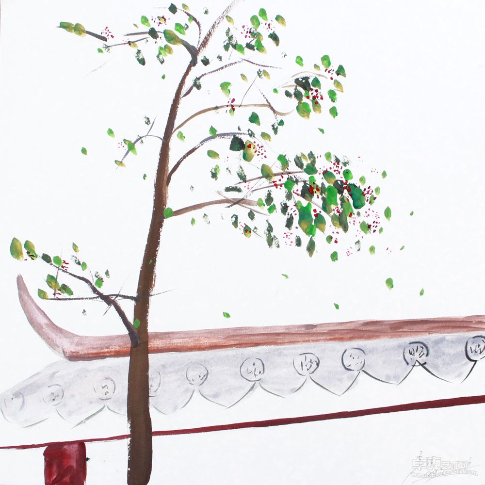《罗浮山写生系列——独树屋脊》38cmX38cm