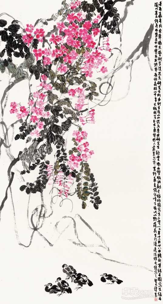 云南写生之藤花雅集   Yunnan Sketch – Wistaria Flowers274cm×147cm