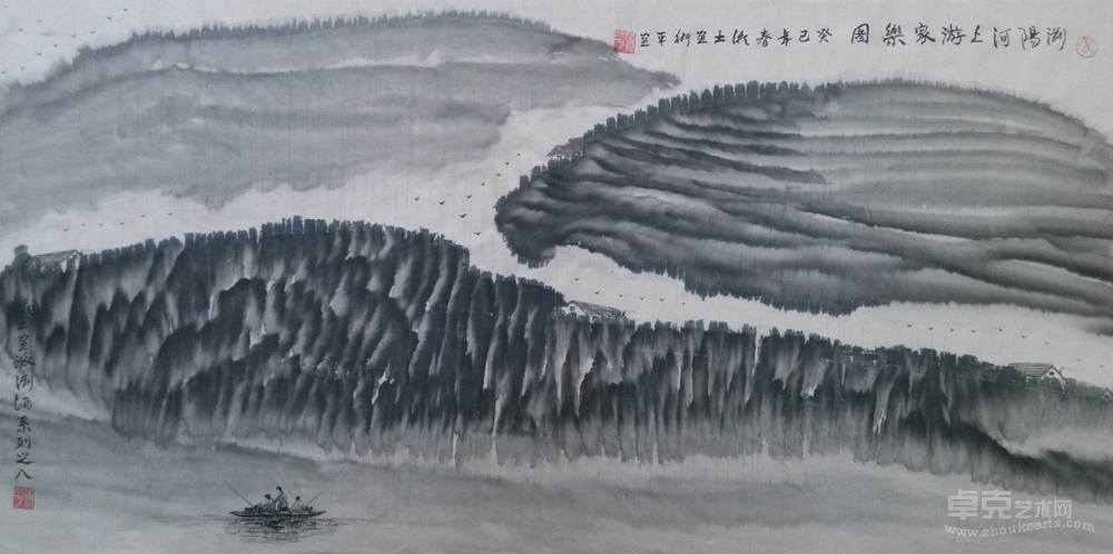 浏阳河上家乐图78x138cm